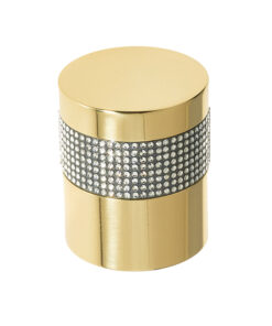 Frelan Hardware Cylindrical Mortice Door Knob, Polished Brass With Swarovski Crystal On A Black Band