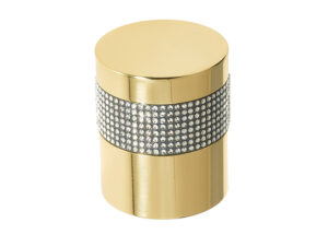 Frelan Hardware Cylindrical Mortice Door Knob, Polished Brass With Swarovski Crystal On A Black Band