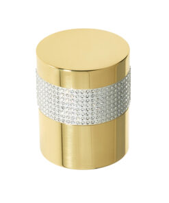 Frelan Hardware Cylindrical Mortice Door Knob, Polished Brass With Swarovski Crystal On A Silver Band