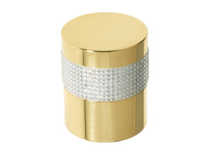 Frelan Hardware Cylindrical Mortice Door Knob, Polished Brass With Swarovski Crystal On A Silver Band