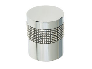 Frelan Hardware Cylindrical Mortice Door Knob, Polished Chrome With Swarovski Crystal On A Black Band