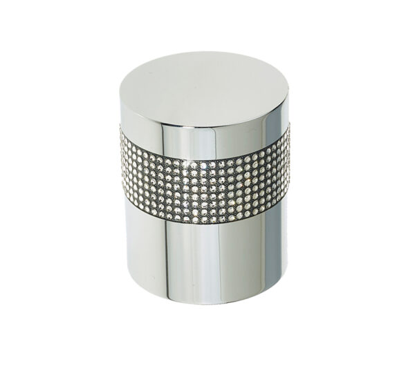 Frelan Hardware Cylindrical Mortice Door Knob, Polished Chrome With Swarovski Crystal On A Black Band