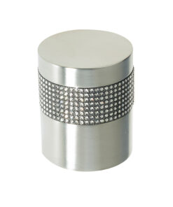 Frelan Hardware Cylindrical Mortice Door Knob, Satin Chrome With Swarovski Crystal On A Black Band