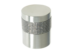 Frelan Hardware Cylindrical Mortice Door Knob, Satin Chrome With Swarovski Crystal On A Black Band