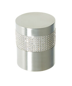 Frelan Hardware Cylindrical Mortice Door Knob, Satin Chrome With Swarovski Crystal On A Silver Band