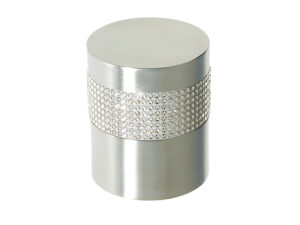 Frelan Hardware Cylindrical Mortice Door Knob, Satin Chrome With Swarovski Crystal On A Silver Band