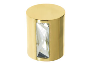 Frelan Hardware Crystal Cylindrical Mortice Door Knob, Polished Brass With Swarovski Crystal