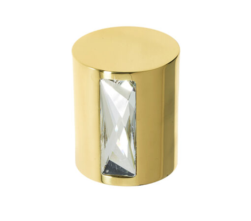 Frelan Hardware Crystal Cylindrical Mortice Door Knob, Polished Brass With Swarovski Crystal