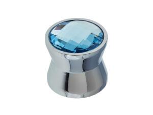 Frelan Hardware Cabinet Knob, Polished Chrome With Blue Swarovski Crystal