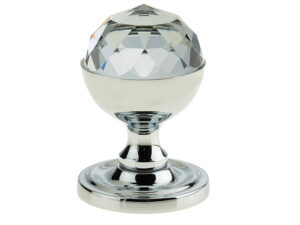 Frelan Hardware Swarovski Crystal Faceted Mortice Door Knob, Polished Chrome (Sold In Pairs)