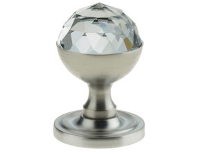 Frelan Hardware Swarovski Crystal Faceted Mortice Door Knob, Satin Chrome (Sold In Pairs)