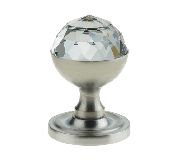 Frelan Hardware Swarovski Crystal Faceted Mortice Door Knob, Satin Chrome (Sold In Pairs)