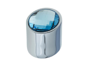 Frelan Hardware Cabinet Knob, Polished Chrome With Blue Swarovski Crystal