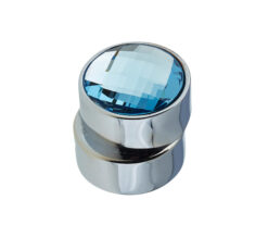 Frelan Hardware Cabinet Knob, Polished Chrome With Blue Swarovski Crystal