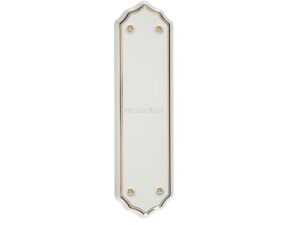 Heritage Brass Shaped Porcelain Fingerplate (274Mm X 75Mm), White With Gold Line