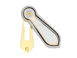 Heritage Brass Oval Covered Standard Key Escutcheon, White & Gold Line Porcelain