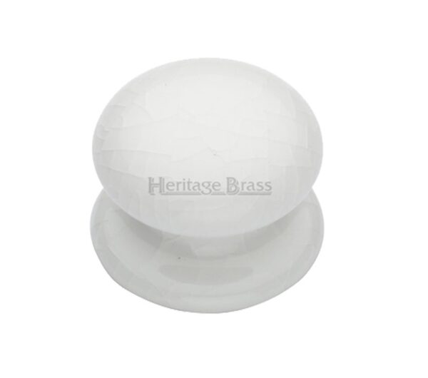 Heritage Brass Porcelain Cupboard Knobs (32Mm Or 38Mm), White Crackle