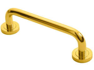 Manital Studio H Pull Handle On Rose (230Mm C/C), Polished Brass