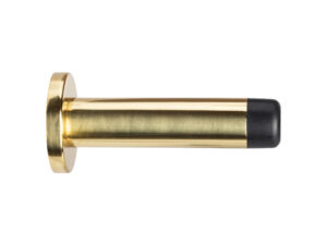 Cylinder Wall Mounted Door Stop With Rose (70Mm Projection), Satin Brass