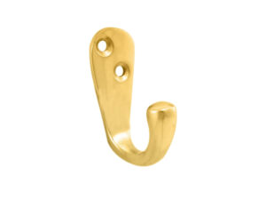 Victorian Single Robe Hook, Polished Brass