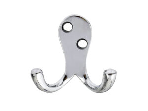 Victorian Double Robe Hook, Polished Chrome