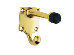 Hat And Coat Hook With Rubber Buffer, Polished Brass