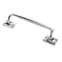 Pub Style Pull Handle On Square Rose (250Mm Length), Polished Chrome