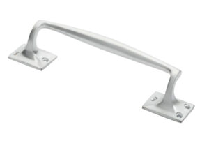 Pub Style Pull Handle On Square Rose (250Mm Length), Satin Chrome