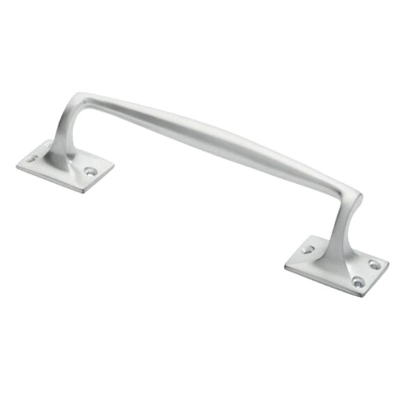 Pub Style Pull Handle On Square Rose (250Mm Length), Satin Chrome