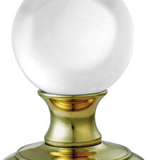 Delamain Ice Clear Crystal Ball Mortice Door Knobs, Polished Brass