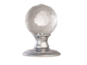 Delamain Facetted Crystal Concealed Fix Mortice Door Knob, Polished Chrome (Sold In Pairs)