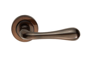 Manital Stella Door Handles On Round Rose, Dark Bronze (Sold In Pairs)