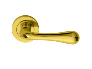 Manital Stella Door Handles On Round Rose, Polished Brass (Sold In Pairs)