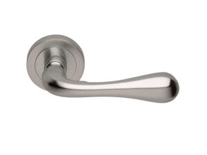 Manital Stella Door Handles On Round Rose, Satin Chrome (Sold In Pairs)