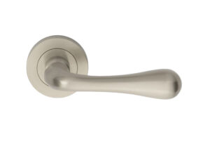 Manital Stella Door Handles On Round Rose, Satin Nickel (Sold In Pairs)