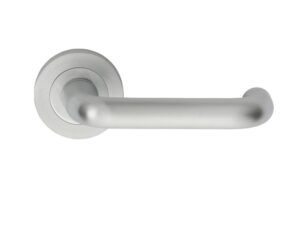 Manital Studio H Door Handles On Round Rose, Satin Chrome (Sold In Pairs)