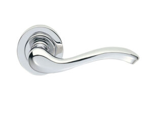 Manital Apollo Door Handles On Round Rose, Polished Chrome (Sold In Pairs)