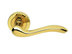 Manital Apollo Door Handles On Round Rose, Polished Brass (Sold In Pairs)