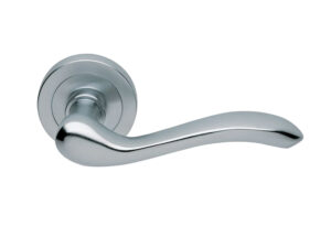 Manital Apollo Door Handles On Round Rose, Satin Chrome (Sold In Pairs)