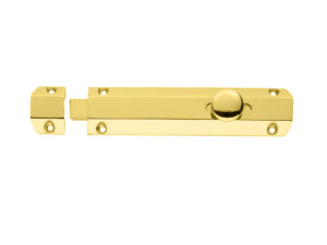 Surface Mounted Door Bolt, Polished Brass