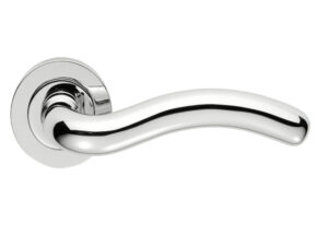 Manital Squiggle Door Handles On Round Rose, Polished Chrome (Sold In Pairs)