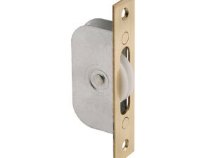 Galvanised Sash Window Axle Pulley (Square Forend), Polished Brass With Nylon Wheel