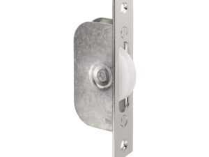 Galvanised Sash Window Axle Pulley (Square Forend), Polished Chrome With Nylon Wheel