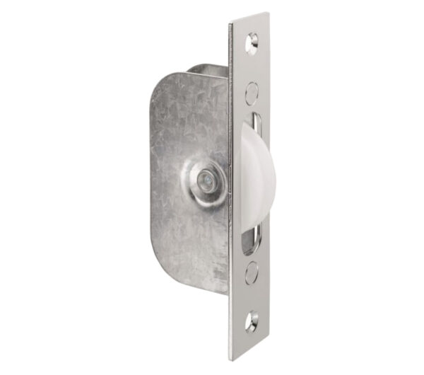 Galvanised Sash Window Axle Pulley (Square Forend), Polished Chrome With Nylon Wheel