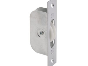 Galvanised Sash Window Axle Pulley (Square Forend), Satin Chrome With Nylon Wheel