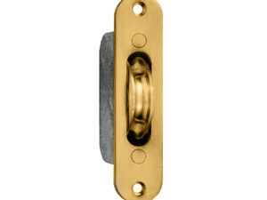 Heavy Duty Galvanised Sash Window Axle Pulley (Radius Forend), Polished Brass With Brass Wheel