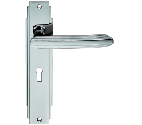 Art Deco Style Door Handles, Polished Chrome (Sold In Pairs)