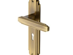 Heritage Brass Astoria Art Deco Style Door Handles, Antique Brass (Sold In Pairs)