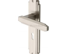 Heritage Brass Astoria Art Deco Style Door Handles, Satin Nickel (Sold In Pairs)