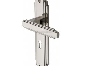 Heritage Brass Astoria Art Deco Style Door Handles, Polished Nickel (Sold In Pairs)